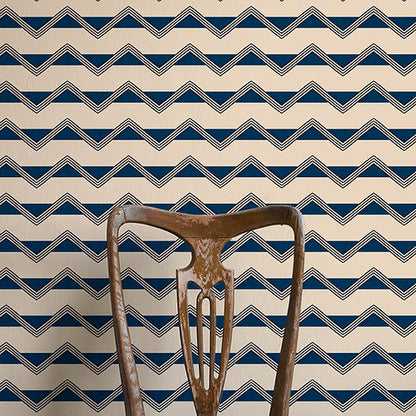 Moroccan Stripes Wallpaper - Blue & Oatmeal