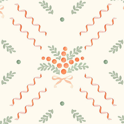 Berries And Bows Wallpaper - White