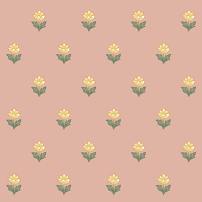 Indian Tulips Wallpaper - Pink & Yellow