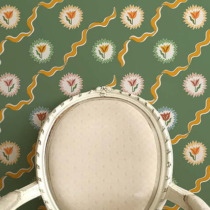 Tulips Of Belgravia Wallpaper - Green