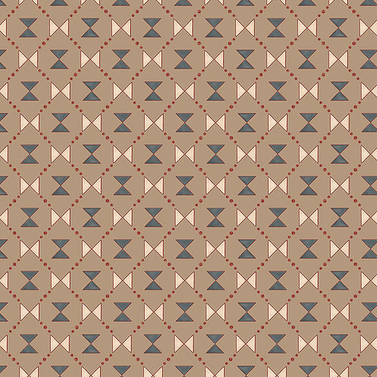 Bow Tie Quilt Wallpaper - Beige & Steel Grey