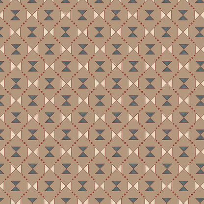 Bow Tie Quilt Wallpaper - Beige & Steel Grey