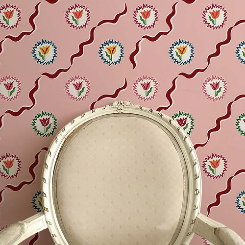 Tulips Of Belgravia Wallpaper - Pink & Burgundy