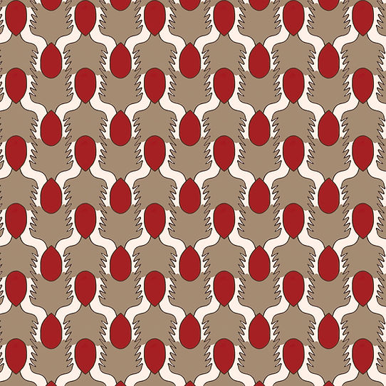 Happy People Wallpaper - Beige & Red