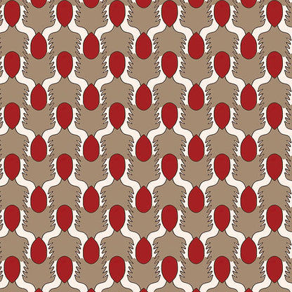 Happy People Wallpaper - Beige & Red