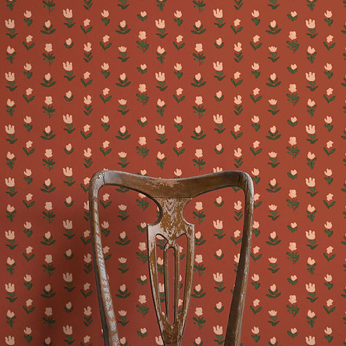 Little Wild Tulips Earthy Pink Wallpaper - Earthy Pink