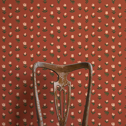 Little Wild Tulips Earthy Pink Wallpaper - Earthy Pink