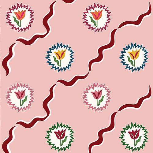 Tulips Of Belgravia Wallpaper - Pink & Burgundy
