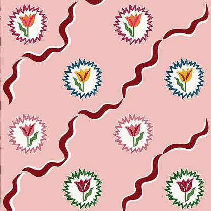 Tulips Of Belgravia Wallpaper - Pink & Burgundy