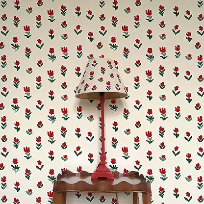 Little Wild Tulips In Red Wallpaper - Red