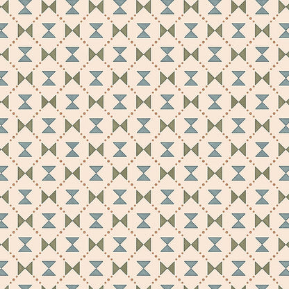 Bow Tie Quilt Wallpaper - Blue & Green