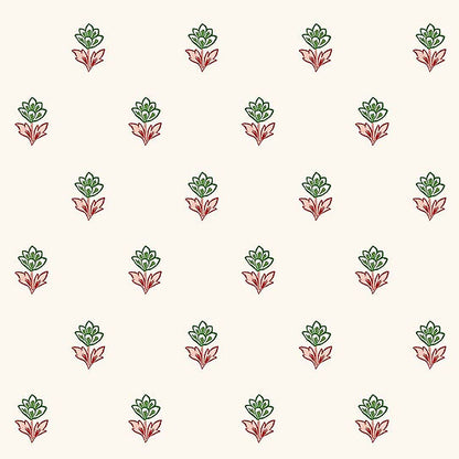 Indian Tulips Wallpaper - Pink & Green
