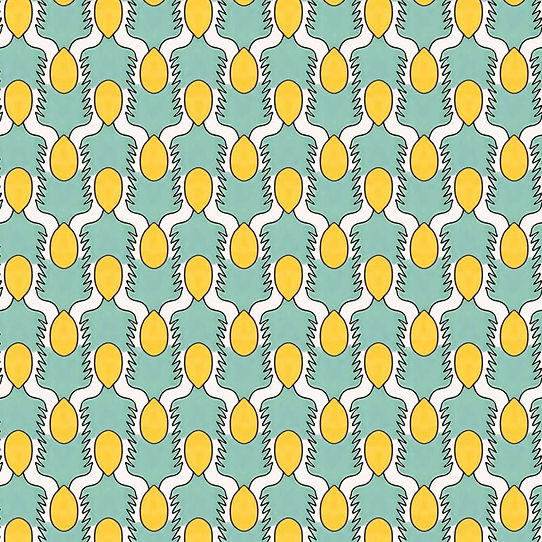 Happy People Wallpaper - Mint & Yellow