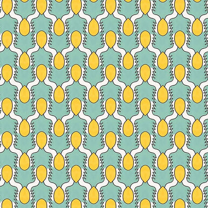 Happy People Wallpaper - Mint & Yellow