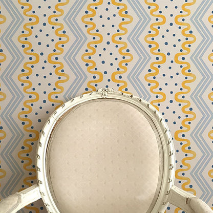 Madame Ziggle Wallpaper - Yellow & Blue
