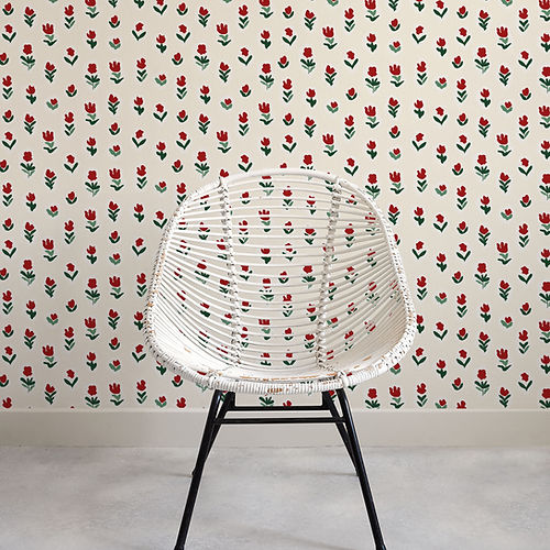 Little Wild Tulips In Red Wallpaper - Red