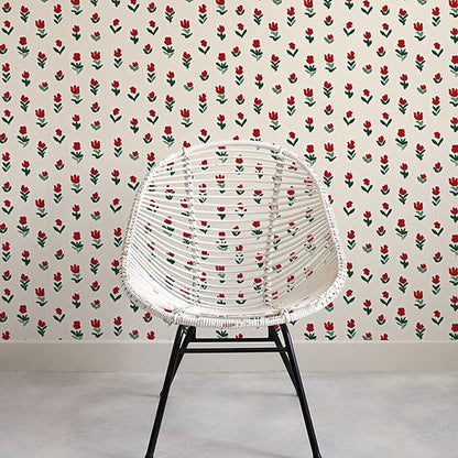 Little Wild Tulips In Red Wallpaper - Red