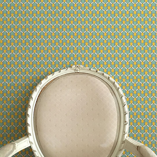 Happy People Wallpaper - Mint & Yellow