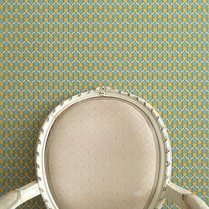 Happy People Wallpaper - Mint & Yellow