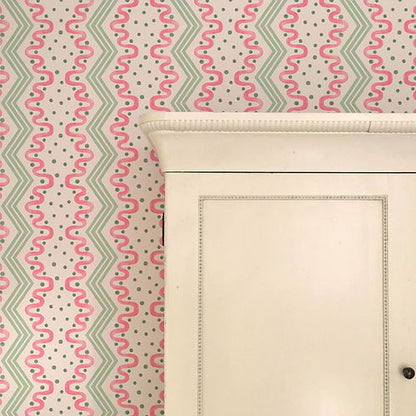 Madame Ziggle Wallpaper - Pink & Green