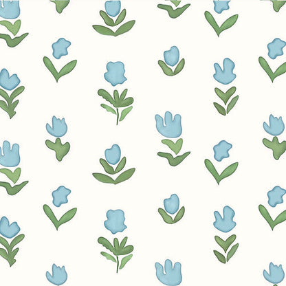 Little Wild Tulips Light Blue Wallpaper - Light Blue