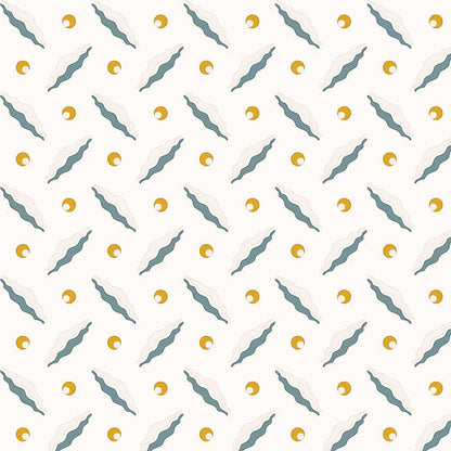 Chintamani Trellis Wallpaper - Mustard & Blue