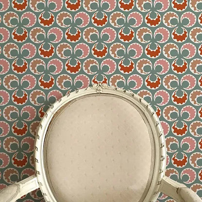 Chintamani Fun Wallpaper - Celadon & Brick