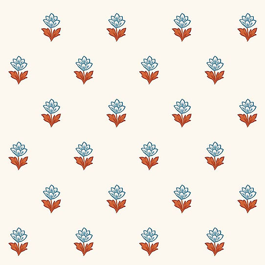 Indian Tulips Wallpaper - Blue & Brown