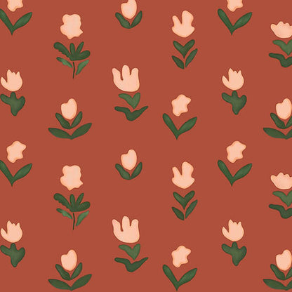 Little Wild Tulips Earthy Pink Wallpaper - Earthy Pink