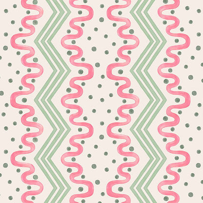 Madame Ziggle Wallpaper - Pink & Green