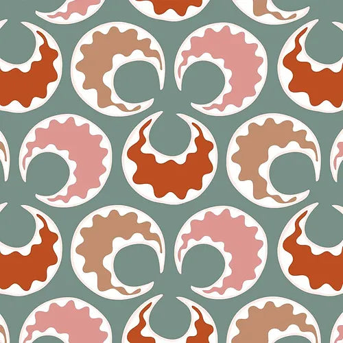 Chintamani Fun Wallpaper - Celadon & Brick