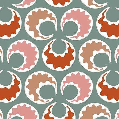 Chintamani Fun Wallpaper - Celadon & Brick