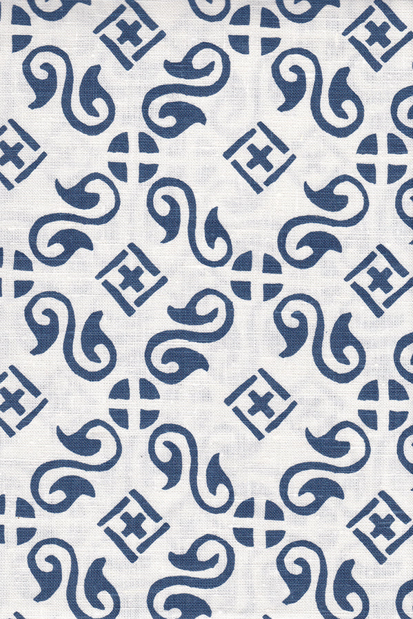 Anjar - Indigo on Oyster Linen