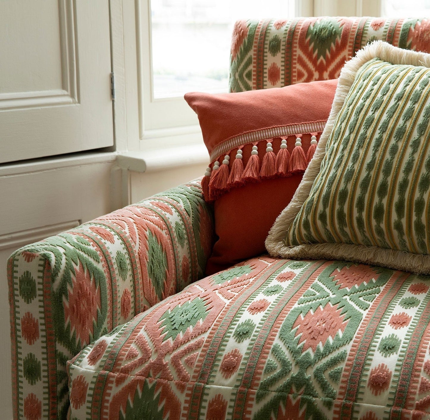 Ikat Stripe - Honey/Celadon