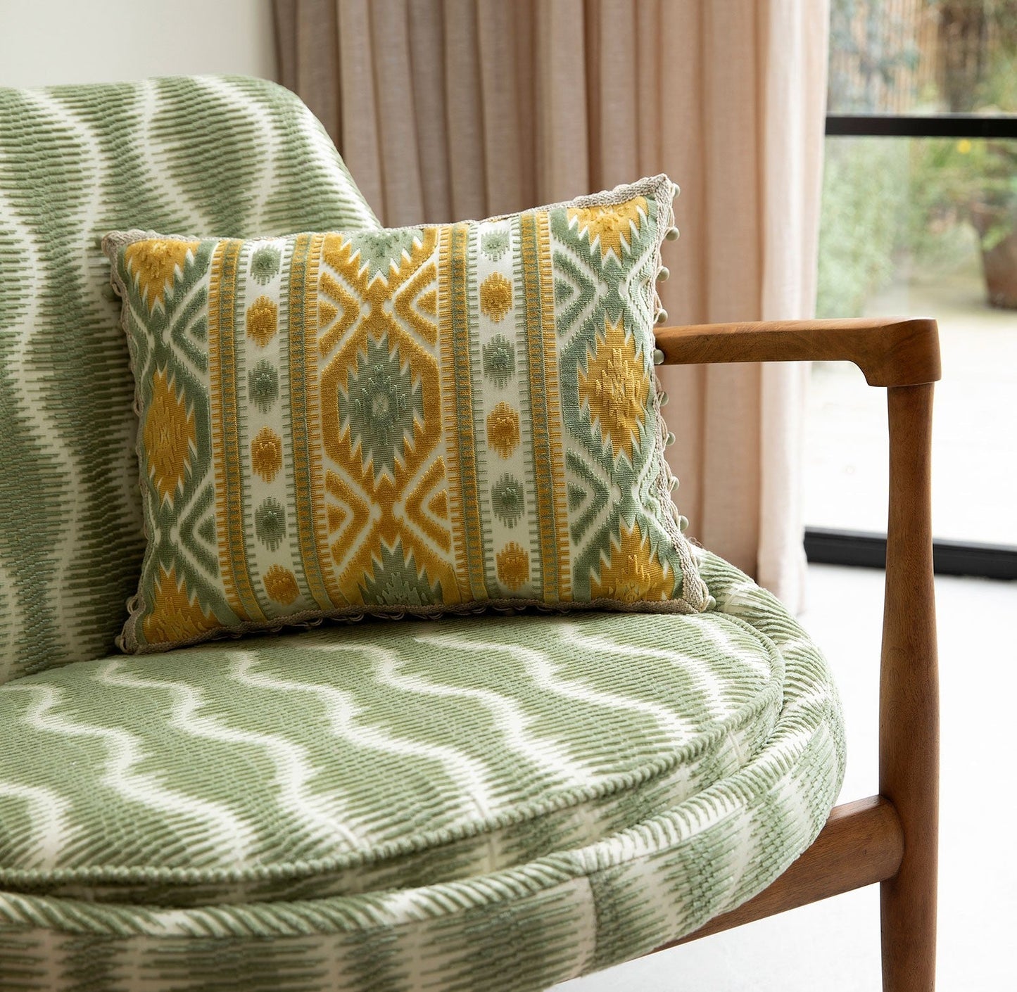 Ikat Stripe - Honey/Celadon