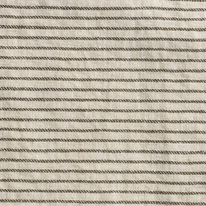 Textured Stripe Linen (Horizontal stripes) - Charcoal / Natural