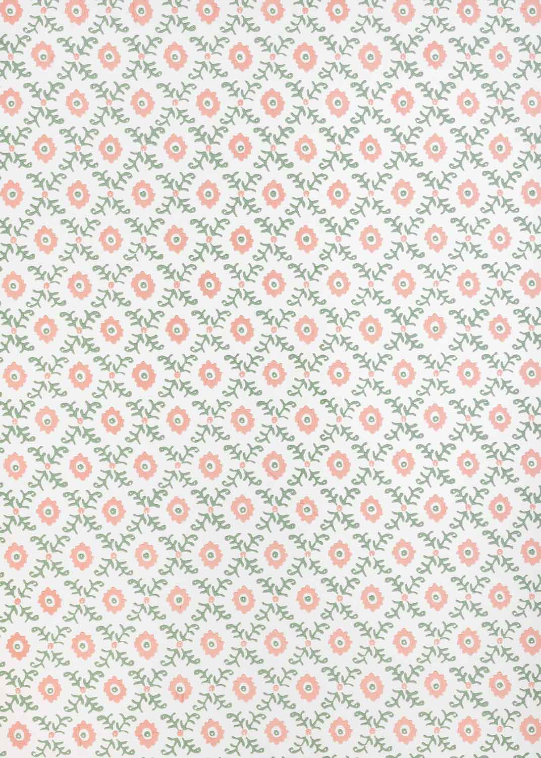Folk Flower Wallpaper - Pink/Green