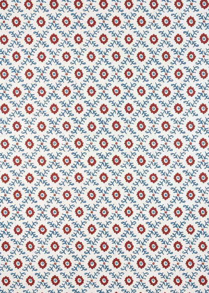 Folk Flower Wallpaper - Red/ Blue