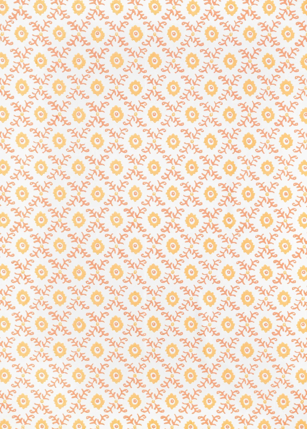 Folk Flower Wallpaper - Yellow/Terracotta