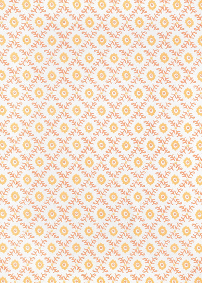 Folk Flower Wallpaper - Yellow/Terracotta