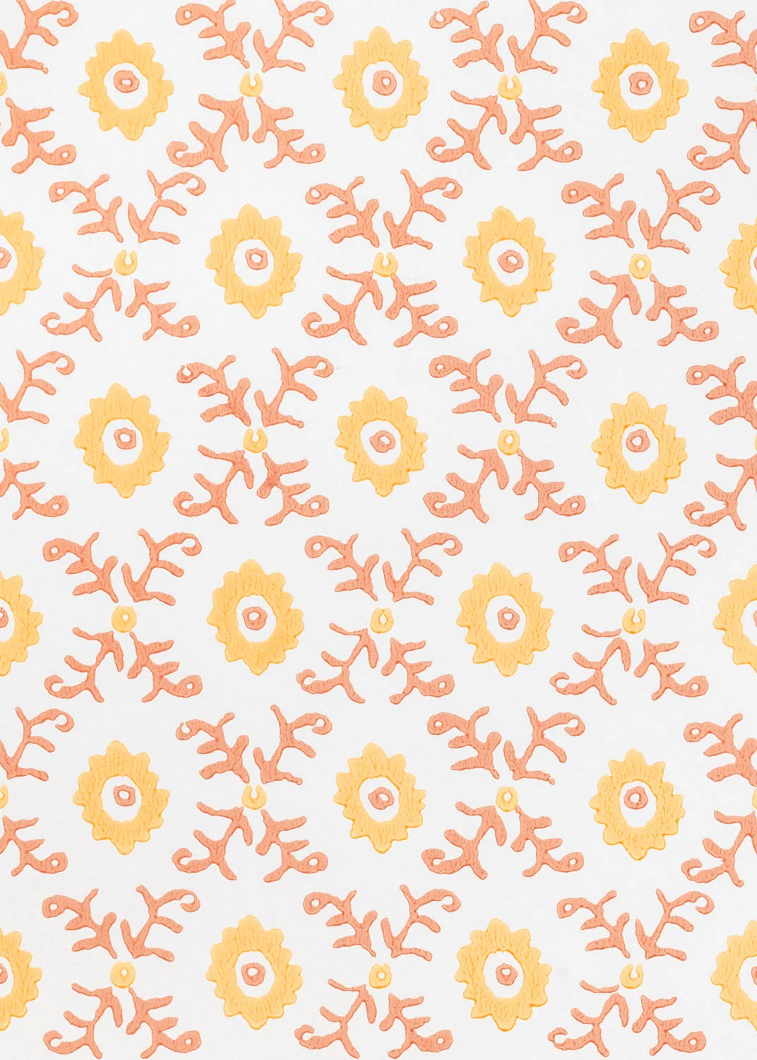 Folk Flower Wallpaper - Yellow/Terracotta
