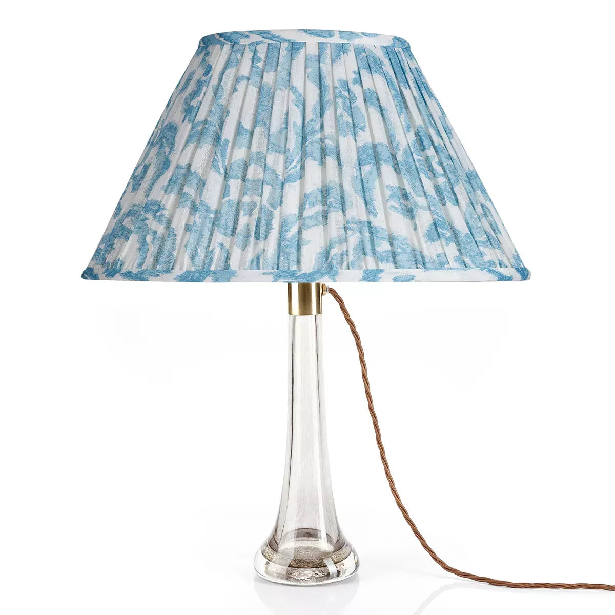 16 Inch Oval Gathered Bedwyn Lampshade - Light Blue Marlborough