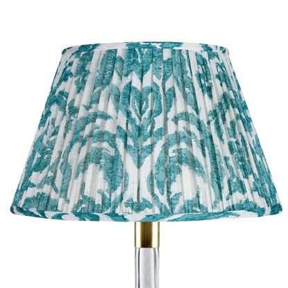 16 Inch Round Gathered Bedwyn Lampshade - Teal Marlborough