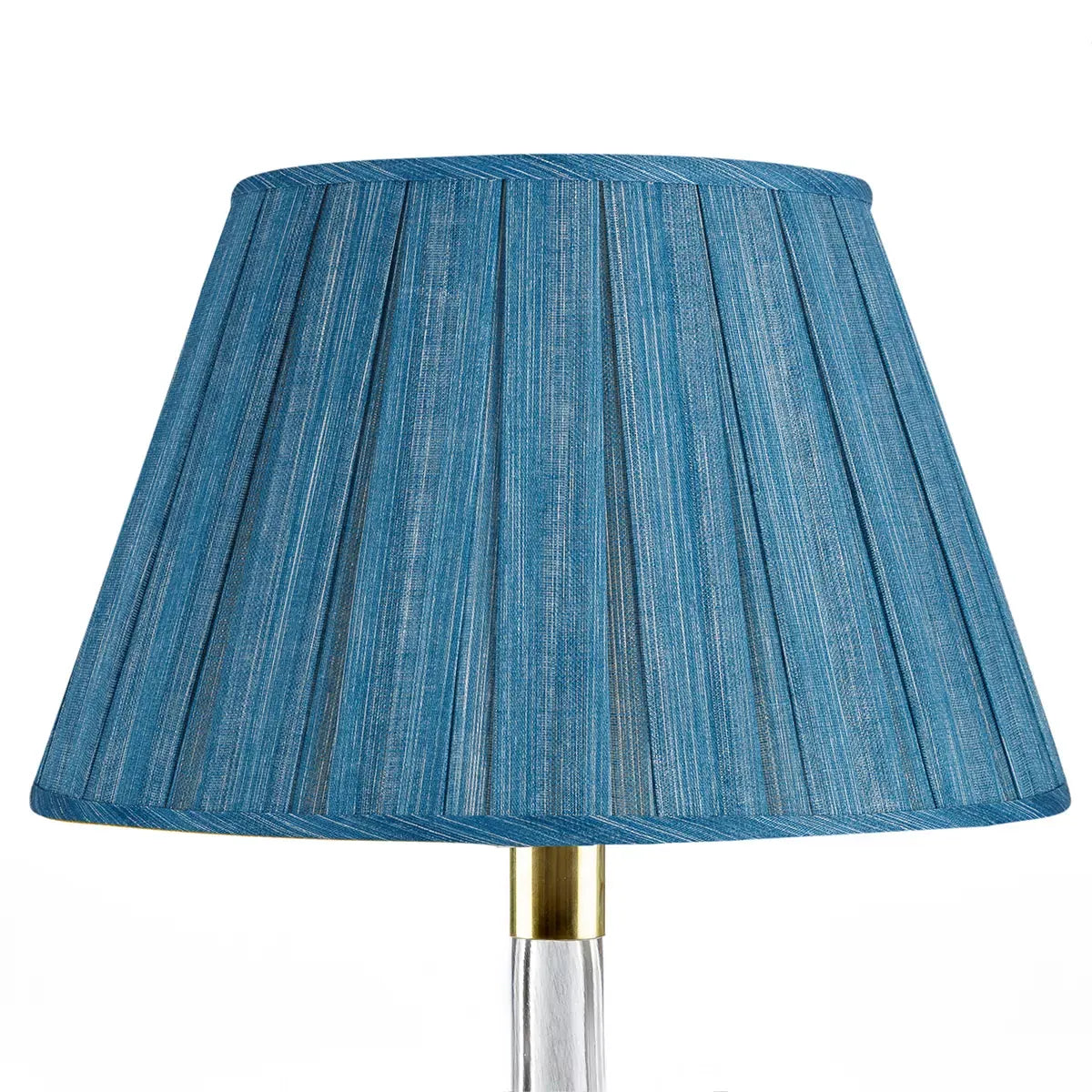16 Inch Round Box Pleat Bedwyn Lampshade - Moire Sacre Bleu