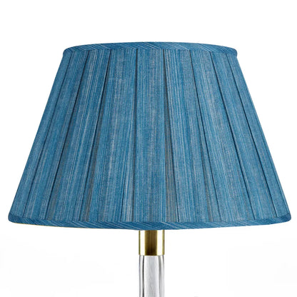 16 Inch Round Box Pleat Bedwyn Lampshade - Moire Sacre Bleu
