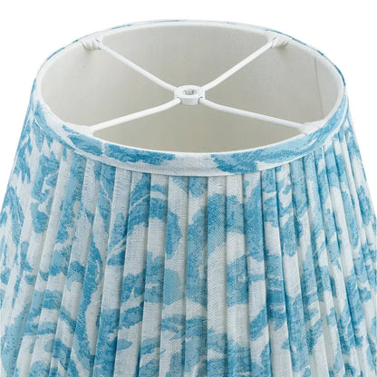 16 Inch Round Gathered Bedwyn Lampshade - Light Blue Marlborough