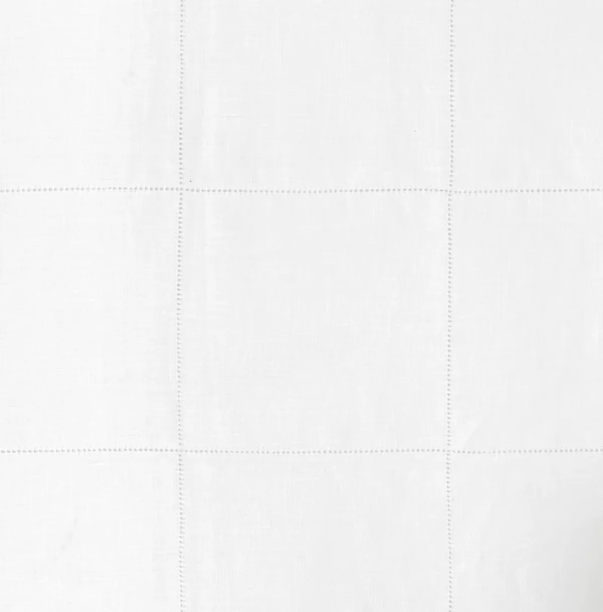 Drawn Thread Fabric Hemstitch Check - Ivory White