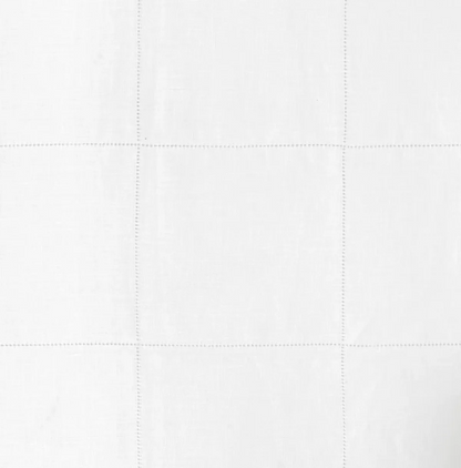 Drawn Thread Fabric Hemstitch Check - Ivory White