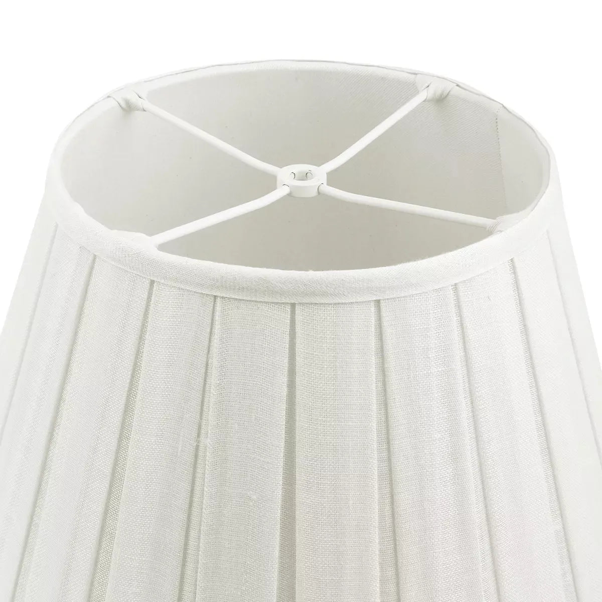 16 Inch Round Box Pleat Bedwyn Lampshade - Moire Ivory Plain