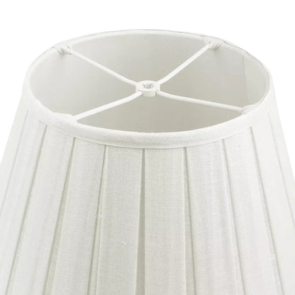 16 Inch Round Box Pleat Bedwyn Lampshade - Moire Ivory Plain